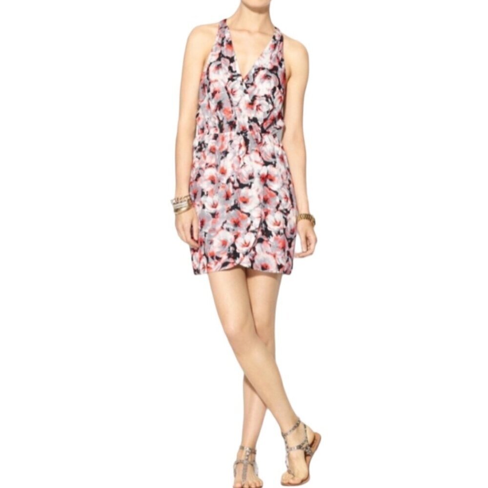 Parker NWT $264 Winnie Tango Floral Print V-Neck Silk Dress, Women's Size L